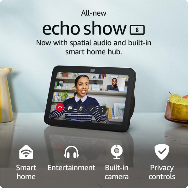 Amazon Echo Show 8 | 3rd Gen 2023 | HD Smart Screen with Spatial Audio, Smart Hub | Alexa | Charcoal