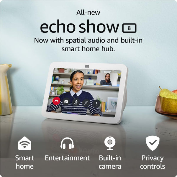 Amazon Echo Show 8 | 3rd Gen 2023 | HD Smart Screen with Spatial Audio, Smart Hub | Alexa | Glacier White