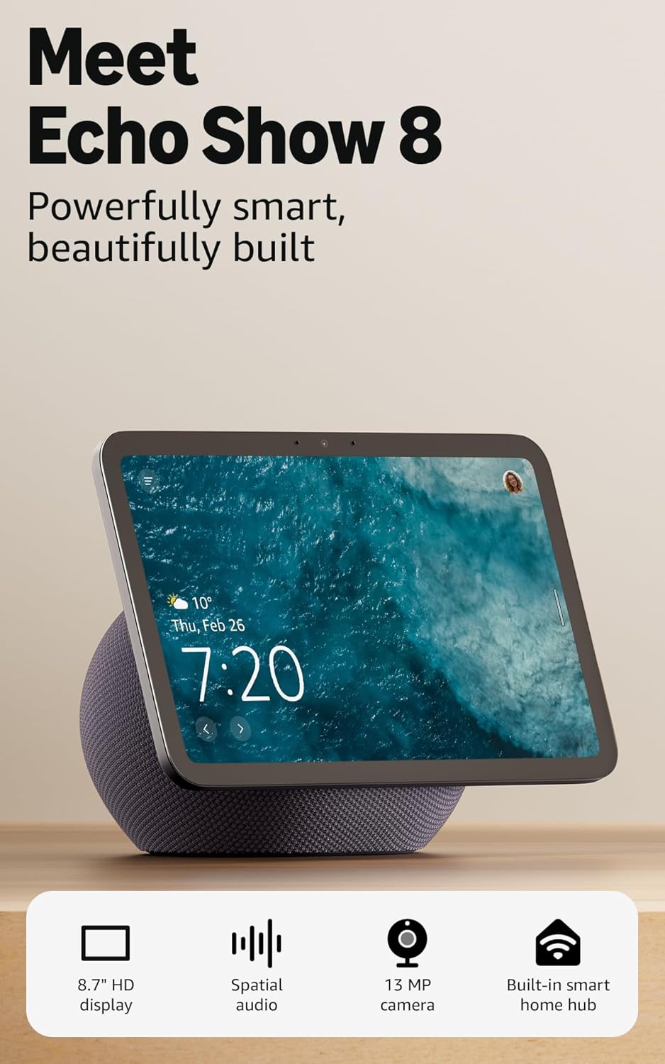 Amazon Echo Show 8 (2025) Smart Speaker with 8.7" Screen & Alexa Voice Recognition & Control, Graphite