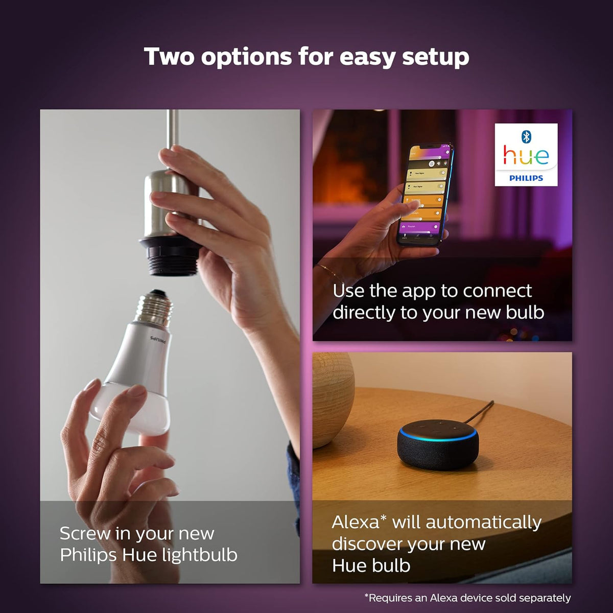 Philips Hue White & Colour Ambiance Starter Kit | 3x GU10 + Bridge + Smart Button | Smart LED Lighting 350 Lumen