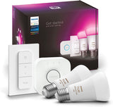 Philips Hue White & Colour Ambiance E27 Starter Kit | 2x Bulbs + Bridge + Dimmer