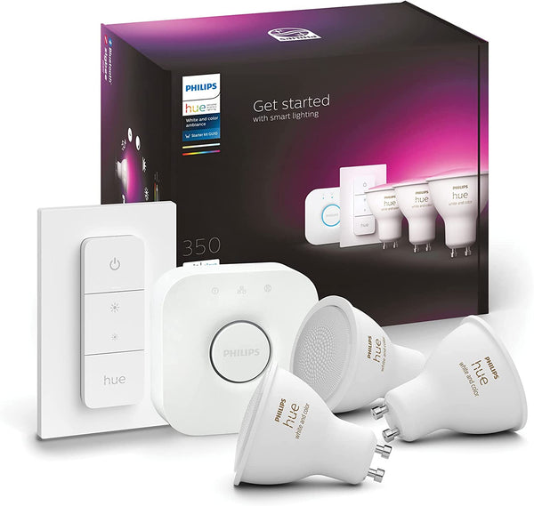 Philips Hue White & Colour Ambiance GU10 Starter Kit with Dimmer Switch