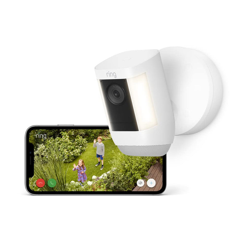 Ring Spotlight Cam Pro | Smart Security Camera with Built-in Wi-Fi & Siren Alarm | Wired | White