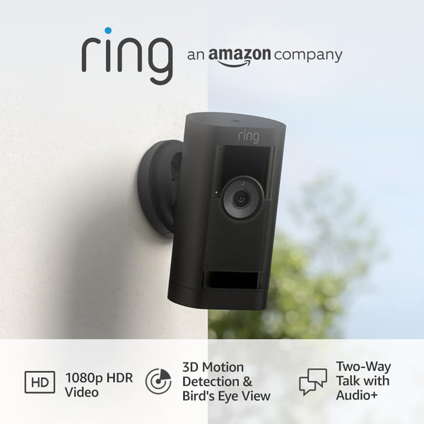 Ring Stick Up Cam Pro | Outdoor Battery Powered Security Camera | 1080p 3D Motion Detection | Black