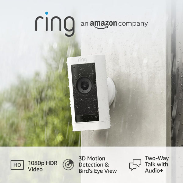 Ring Stick Up Cam Pro | Outdoor Battery Powered Security Camera | 1080p 3D Motion Detection | White