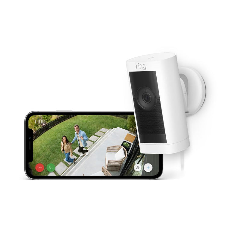 Ring Stick Up Cam Pro | Outdoor Plug-In Powered Security Camera | 1080p 3D Motion Detection | White