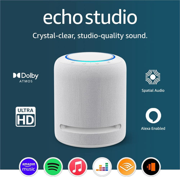 Amazon Echo Studio | Wifi Bluetooth Smart Speaker | Dolby Atmos | Glacier White