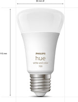Philips Hue White & Colour Ambiance Starter Kit | 3x E27 + Bridge + Dimmer Switch | Smart LED Lighting 1100 Lumen
