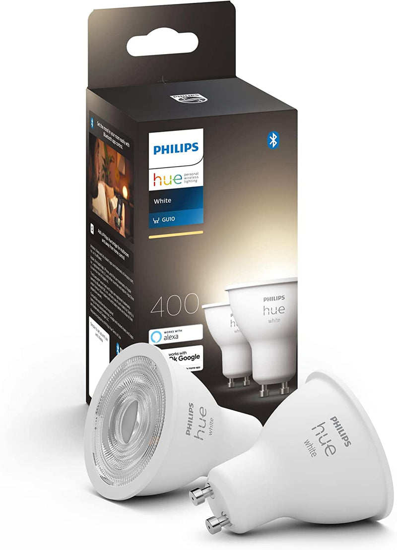 2x Philips Hue Warm White GU10 Bulb, Smart Lighting
