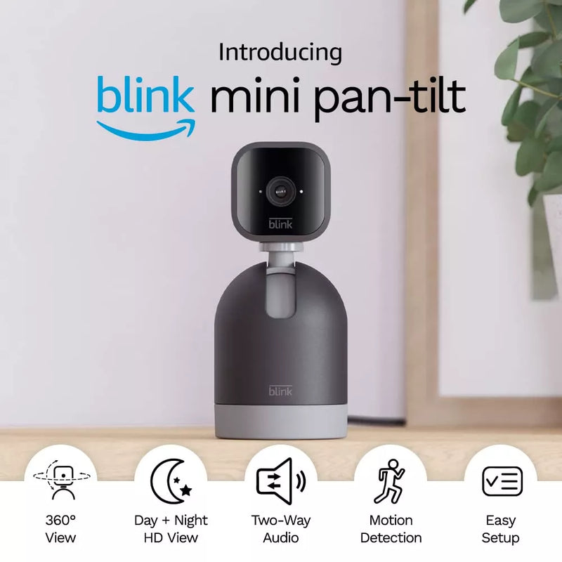 Blink Mini Pan-Tilt Camera | Rotating indoor plug-in smart security camera, two-way audio, HD video, motion detection Black