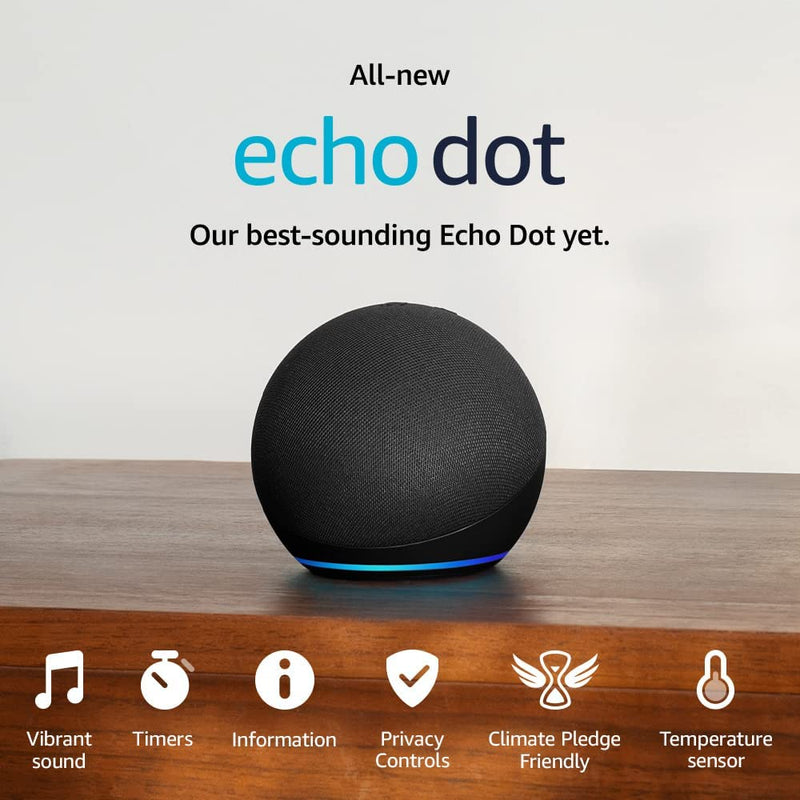 Echo Dot (5th generation, 2022) smart speaker with Alexa | Charcoal