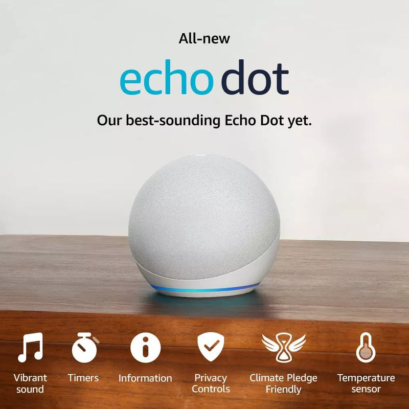 Echo Dot (5th generation, 2022) Smart Speaker with Alexa | Glacier White