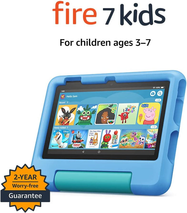 Amazon Fire 7 Kids Tablet | 7" display, ages 3-7, 16 GB, Blue 12th Gen 2022