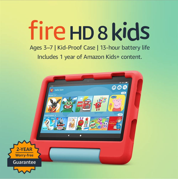 Amazon Fire HD 8 Kids Tablet | 8-inch HD display | Ages 3-7 | Kid-Proof Case | 32 GB | 2022 12th Gen | Red