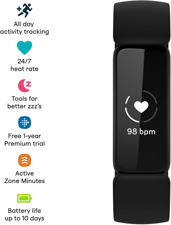 Fitbit Inspire 2 Health & Fitness HR Watch Lunar Black