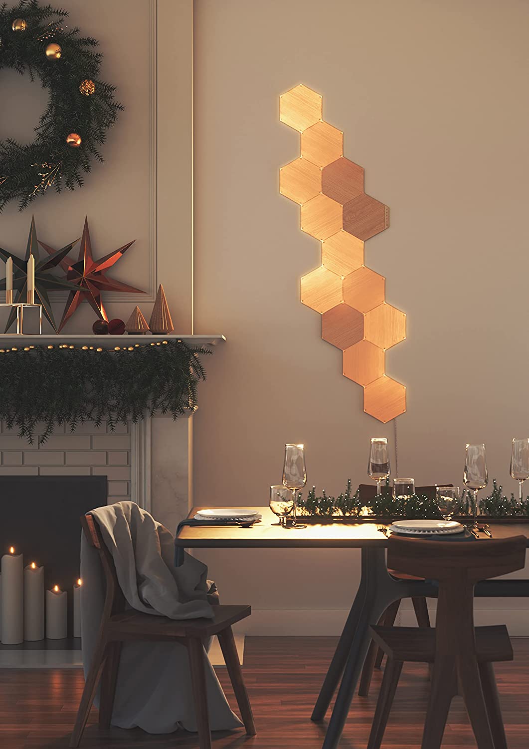 Nanoleaf Elements Wood Look Hexagons Starter Kit - 13 Panels