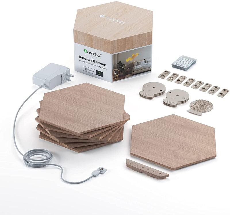 Nanoleaf Elements Wood Like Hexagons Starter Kit - 7 Panels