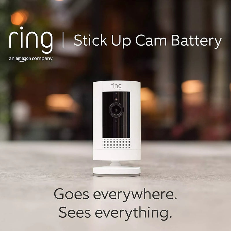 Ring Stick Up Cam - Battery Powered Indoor Outdoor Camera - White