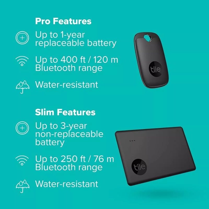 Tile Performance Pack (2022) Bluetooth Item Finder Set | RE-48002 | 2 Pack (1 Pro, 1 Slim)