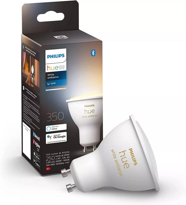 Philips Hue GU10 Bulb | White Ambiance Smart Bulb | Wireless Spotlight LED Bulb